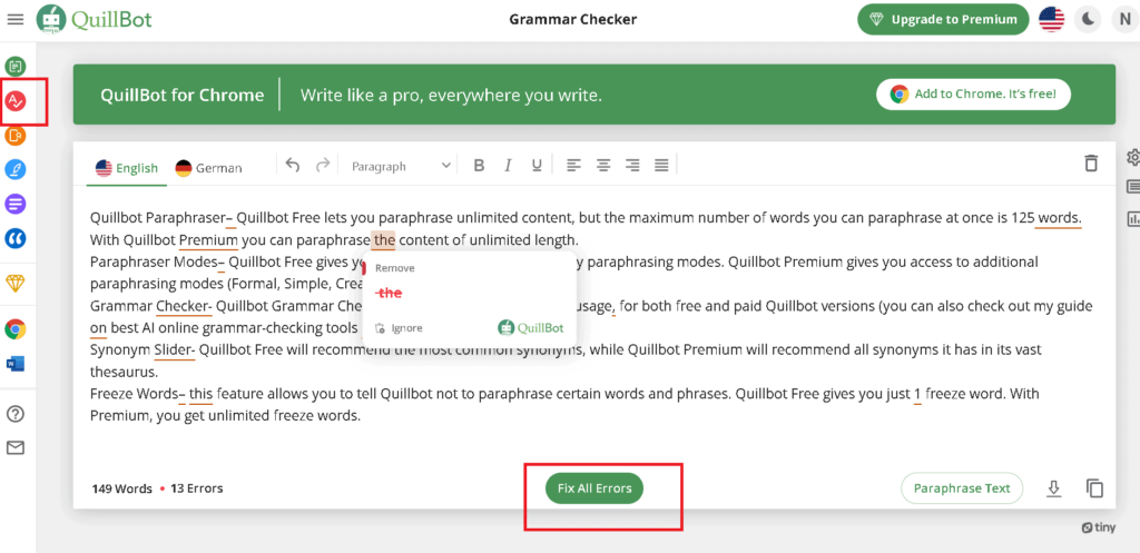 QuillBot Grammar Checker