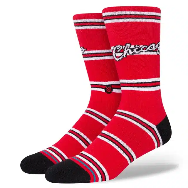 Mens Chicago Bulls Stance Hardwood Classics Stripes Crew Socks
