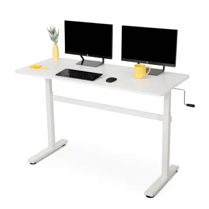 Tranzendesk 55 inches Side Crank Standing Desk White