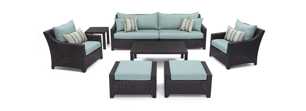 Deco™ 8 Piece Sunsharp® Outdoor Sofa Club Chair Set Bliss Blue