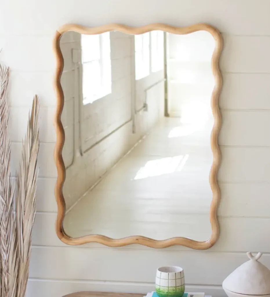 Squiggle Framed Wood Mirror
