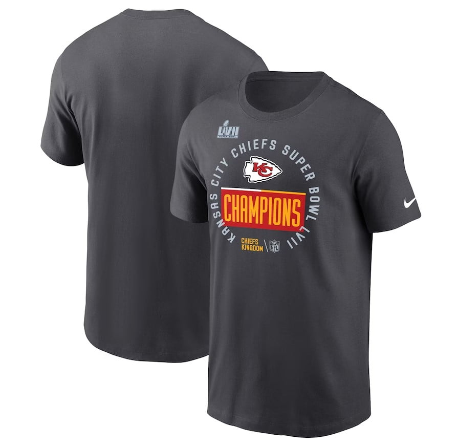 Kansas City Chiefs Nike Anthracite Super Bowl LVII Champions Locker Room Trophy Collection T-Shirt