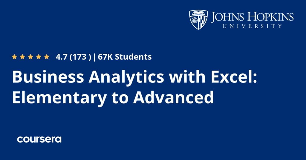 Business Analytics with Excel Elementary to Advanced Coursera