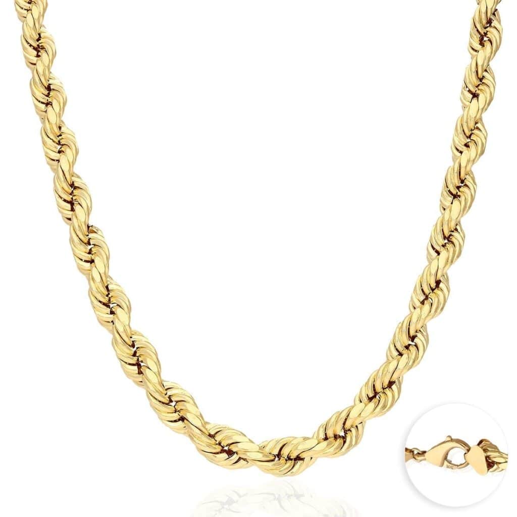 10K Yellow Gold Hollow Rope Chain Necklace